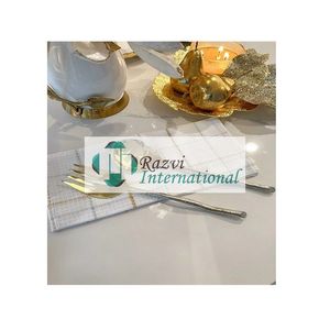 Serveurs à salade dorés avec poignées en marbre, décoration moderne pour la maison et la cuisine d'hôtel, service élégant et chic, ensemble de couverts pour serveur à salade - Product Image 2