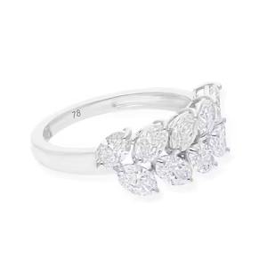 Bague en or blanc 14 carats à deux couches en forme de grappe de diamants cultivés en laboratoire de diamants de taille ovale bague de fiançailles de mariage bijoux fins - Product Image 3