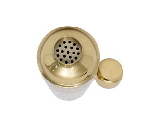 Juego de barras de metal martillado Dorado de la mejor calidad al por mayor, cubo de hielo con tapa, pinzas y coctelera, todo en uno, estilo premium - Product Image 6