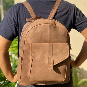 Dizüstü bilgisayar seyahat sırt çantası üzerinde katı gri kişiselleştirilmiş gerçek tam tahıl deri toptan sırt çantası sırt çantası rustik deri