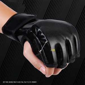 1 paire de gants de boxe thaïlandais en PU demi-doigts, équipement d'entraînement professionnel, sac de frappe, sparring, MMA, kickboxing, fitness - Product Image 2
