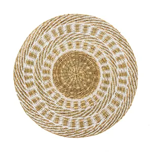 Napperon rond écologique en herbe de mer, napperon Boho en osier pour la cuisine, plaque de chargement tissée à la main pour la décoration de la maison et du Restaurant - Product Image 1