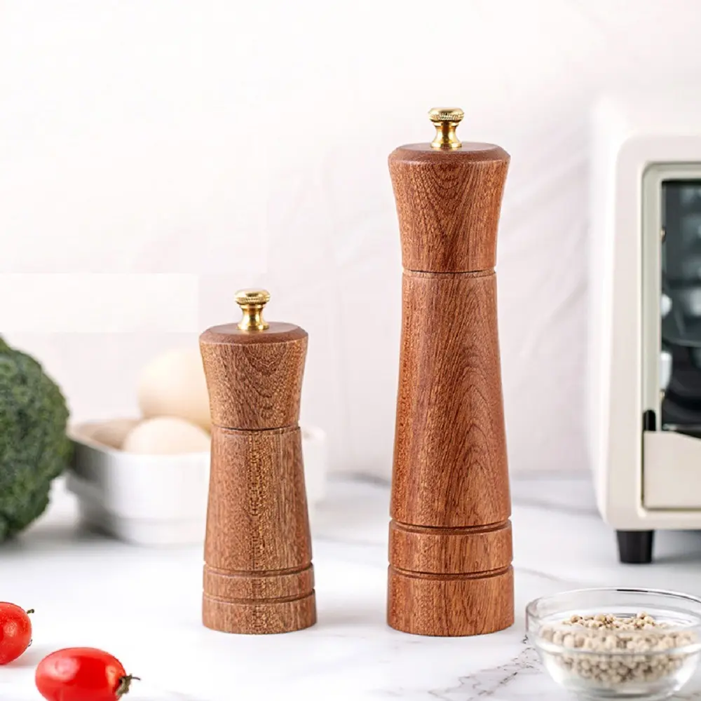 Custom Logo Beste Prijs Hout Spice Zoutmolen Grinder Verstelbare Houten Peper Slijpmachines In Vietnam