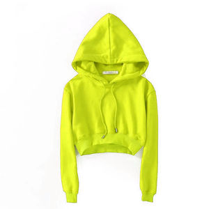 Sudadera con capucha recortada de Invierno para mujer Sudadera básica de algodón 100% con estampado bordado Top Streetwear Crop Top Hoodie - Product Image 6