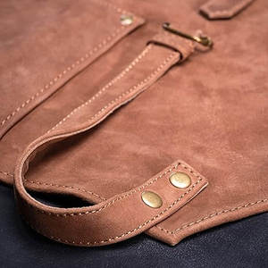 Custom Made Logo <b>Leather</b> Bib High Quality Adjustable Unisex Workshop Kitchen Oversleeve for Cleaning Home or Office Use - Product Image 6