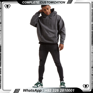 Sweat à capuche pour hommes en éponge française avec épaules tombantes Pull surdimensionné décontracté de haute qualité Sweat à capuche en coton personnalisé pour hommes - Product Image 2