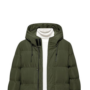 Good Quality Waterproof Warm Winter Fashionable <b>Men</b> <b>Puffer</b> Jacket Olive Green Color Slim Fit Plain Blank <b>Long</b> Hooded <b>Coat</b> Two - Product Image 2