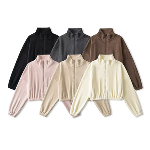 Femmes décontracté hiver thermique Fitness sweat doux coton avant fermeture éclair polaire cordon confortable entraînement sweats à capuche imprimés - Product Image 2