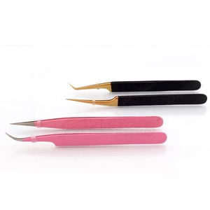 Pince à épiler japonaise en acier inoxydable pour extension de cils droite courbée pointue disponible dans toutes les couleurs pour le type de pointe de volume - Product Image 2
