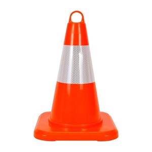 กรวยจราจร PVC สะท้อนแสง ขนาด 32 ซม. ไม่มีน้ำหนัก ใช้เป็นรั้วกั้นจราจร - Product Image 1