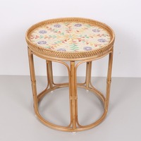 Table d'appoint en rotin naturel au prix le plus bas, design moderne, tables basses rondes avec motif en nacre