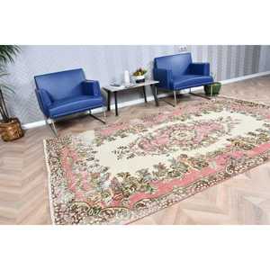 Vintage Large Rug 5.6x9.1 ft, Turkish <b>Red</b> Camouflage <b>Wool</b> Rug - Product Image 3