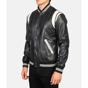 Nouvelle arrivée Veste de baseball lourde de style universitaire avec manches en cuir personnalisées et patchs brodés en chenille - Product Image 6