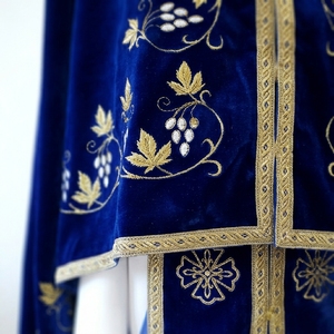 Ensemble de vêtements liturgiques de l'église orthodoxe en velours bleu royal avec broderie en fils d'or, robe de clergé, chasuble de prêtre - Product Image 6