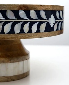 Soporte redondo de madera para Tartas con incrustaciones de madreperla, bandeja de exhibición de postres hecha a mano para boda Eid Ramadan y decoración festiva del hogar - Product Image 6
