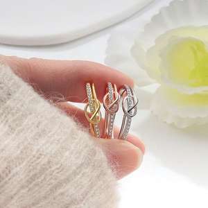 Unique Double Layer Knot Design Wrapped Eternity for Women in 10K <b>Gold</b> or Sterling Silver Lab Grown Diamond Index Finger <b>Ring</b> - Product Image 2