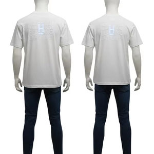 O Neck T Shirts en coton avec design gaufré et tissu respirant EL clignotant Casual Streetwear Night Glow Fashion Wear pour hommes - Product Image 3