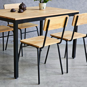 CBBA136 Ensemble de salle à manger simple, design classique traditionnel minimaliste, table de salon de luxe, 4 chaises en bois de caoutchouc, pieds en fer - Product Image 6