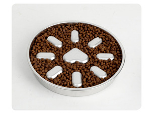 Bol à nourriture lente pour chien en acier inoxydable durable de gros, antidérapant, puzzle, labyrinthe, bol à nourriture lente pour animaux de compagnie avec protection du cou - Product Image 6