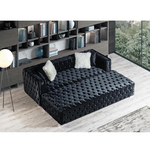 Fabricant de canapés Offres Spéciales design modernes rembourrés de luxe en velours noir capitonné Mobilier de salon Canapé de chambre à coucher - Product Image 1