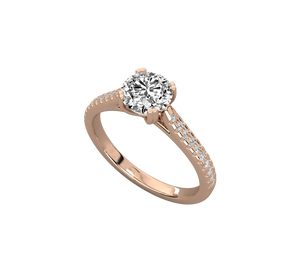 แหวนทองคำขาว 14K ชุบทองคำชมพู ประดับเพชรแล็บโกรว์ทรงรัศมี รับรองโดย IGI ทรงบริลเลียนท์ คลาสสิก เหมาะสำหรับงานแต่งงาน งานหมั้น และวันครบรอบ - Product Image 1