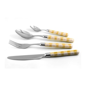 Juego de 4 cubiertos de acero inoxidable, ideal para utensilios de cocina, mesa, fiesta en casa, uso de boda, cubiertos chapados en color plateado, mango elegante - Product Image 1