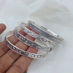 Nueva llegada 925 plata esterlina chapada flor Vintage textura hecha a mano brazalete pulsera para mujer joyería de moda al por mayor - Product Image 4