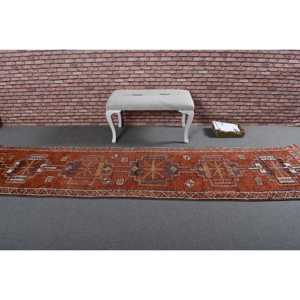 Turkish Rug, <b>Runner</b> 2.8x11.5 ft Vintage Rug, <b>Red</b> Persian Wool Rug - Product Image 3