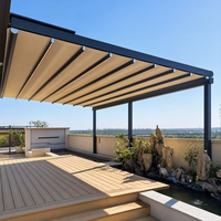 Pergola pliante imperméable avec toit rétractable, structure en aluminium, auvent pare-soleil pour jardin, patio, terrasse, balcon, cour, villa