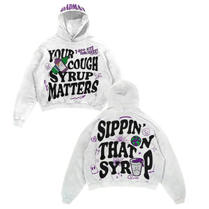 Latest Design Screen Printed Oversized <b>Hoodie</b> for Men's New Trendy Black Color Screen Printed Drop Shoulder <b>Thermal</b> <b>Hoodie</b> - Product Image 4