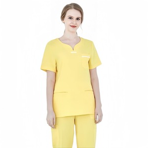 Traje de enfermera de tejido delgado para mujer, ropa de salón de belleza, conjuntos de uniformes médicos elásticos, uniformes de Hospital estampados a mano - Product Image 4