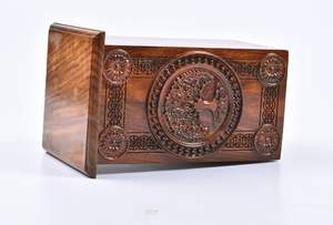 Urna de palisandro para cenizas humanas-Caja de madera de árbol de la vida-Urna de cremación personalizada para cenizas Caja de urna de madera grande hecha a mano - Product Image 3
