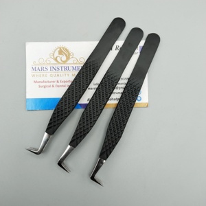 Boot 90 Degree Black Matte Tweezers for Eyelash Extension Fiber Tip - Product Image 2