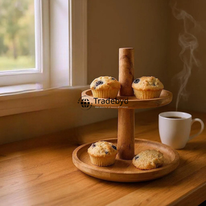 Soporte de pastel de madera redondo decorativo para mesa rústica y decoración del hogar Tradebyd - Product Image 1