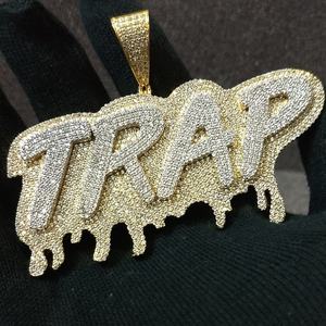 Personalizado 14K chapado en oro blanco VVS Real Moissanite colgante con corte princesa estilo Hip-Hop - Product Image 1