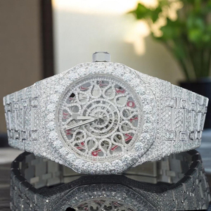 Top Trending Luxury Moissanite Diamond Look <b>Watch</b> for Men Full Iced Stainless Steel Quartz <b>Waterproof</b> Fashion Accessory - Product Image 4