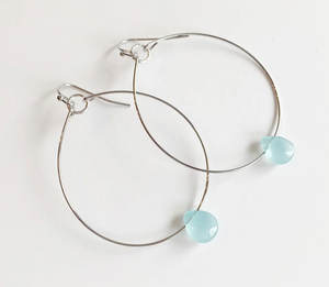 ต่างหูห่วงดิบพลอยคาลซิโดนีสุดเจ๋งเครื่องประดับประมาณ15มม. สำหรับเครื่องประดับรักษาออร่าวันปีใหม่สำหรับผู้หญิง - Product Image 3