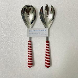 Articles de fête avec logo personnalisé pour mariage en acier inoxydable et résin18/8 service à salade en acier inoxydable ensemble de couverts de table cuillère fourchette - Product Image 5