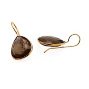 Boucles d'oreilles en forme de poire en argent Sterling 925 avec topaze fumée - Product Image 1