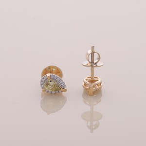 IGI Certified Lab Grown Yellow Pear Shape Diamond Halo Stud <b>Earrings</b> 14K Yellow / White / Rose Gold Elegant <b>Earrings</b> - Product Image 5