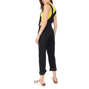 Femmes été décontracté pleine longueur noir Denim combinaison haut court Streetwear Logo personnalisé broderie imprimé lavé sans manches barboteuse - Product Image 4