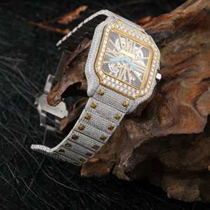 Buss Down Reloj de pulsera de lujo de acero inoxidable Dial cuadrado Pass Diamond Tester Iced Out VVS Moissanite Diamond Watch para hombres - Product Image 3