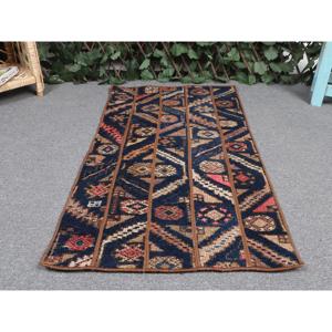 Alfombra pequeña vintage de 1.8x3.2 pies, alfombra marroquí azul turco - Product Image 4