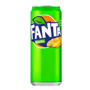 FantaExotic 330ml Lata Tropical Passion Fruit Sabores de Melocotón y Naranja Bebida Carbonatada Perfecta - Product Image 1