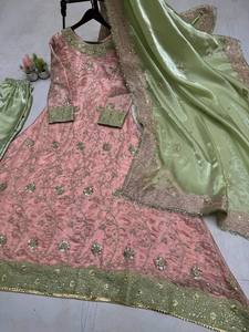 Beautiful Silk Top and Pent with Dupatta Sequenced Embroidered Work for Women's Party Wear - Product Image 6