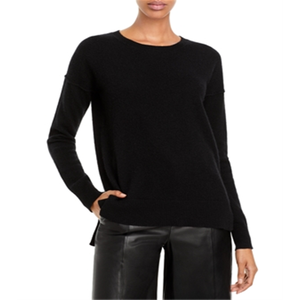 Maglione Casual Invernale Aqua Cashmere Nero Taglia M Design Asimmetrico Traspirante Caldo con Fiocco e Bottoni Frontali Leopardati Lungo - Product Image 1