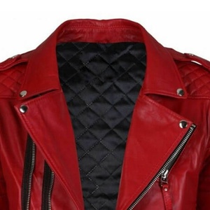 เสื้อแจ็คเก็ตหนังแท้ผู้ชายแขนยาวโลโก้มหาวิทยาลัย - Product Image 2