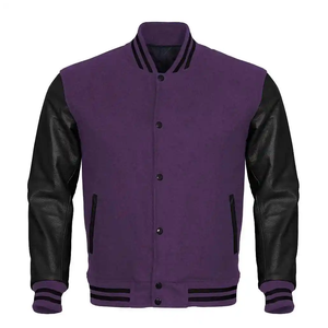 Haute qualité personnalisé écologique respirant Vintage hommes Baseball Letterman Varsity Bomber veste col montant polaire pour - Product Image 3