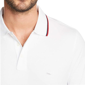 Wholesale Men Solid <b>Black</b> <b>Polo</b> Shirt Contrast Piping Collar Classic Fit Casual <b>Top</b> - Product Image 4
