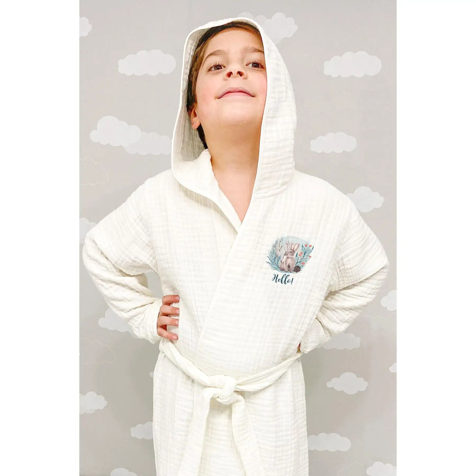 4 Layer Muslin Bathrobe - For Baby Series - Rabbit in the Forest